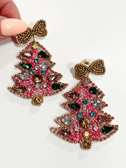 Pink Tree Earring